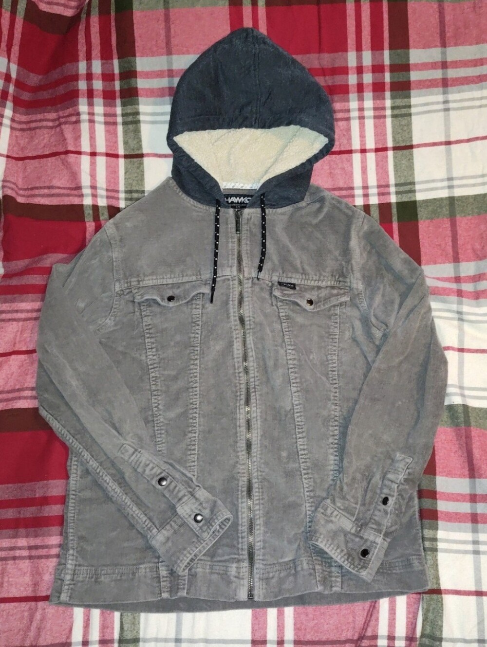 Tony Hawk Men's Gray Hooded Corduroy Jacket